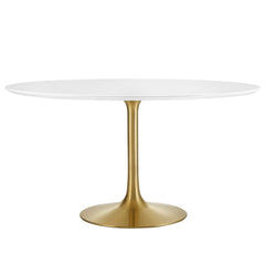 Lippa Gold/White 54" Round Wood Dining Table - Ornate Home