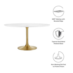 Lippa Gold/White 54" Round Wood Dining Table - Ornate Home