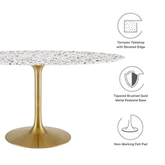 Lippa Gold/White 60" Oval Terrazzo Dining Table - Ornate Home