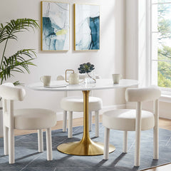 Lippa Gold/White 60" Oval Wood Dining Table - Ornate Home