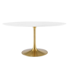 Lippa Gold/White 60" Oval Wood Dining Table - Ornate Home
