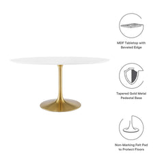 Lippa Gold/White 60" Oval Wood Dining Table - Ornate Home