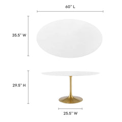 Lippa Gold/White 60" Oval Wood Dining Table - Ornate Home