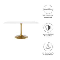 Lippa Gold/White 60" Rectangular Wood Dining Table - Ornate Home