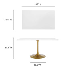 Lippa Gold/White 60" Rectangular Wood Dining Table - Ornate Home