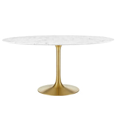 Lippa Gold/White 60" Round Faux Marble Dining Table - Ornate Home