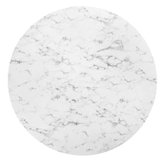 Lippa Gold/White 60" Round Faux Marble Dining Table - Ornate Home