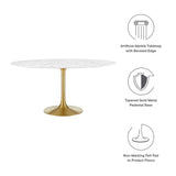 Lippa Gold/White 60" Round Faux Marble Dining Table - Ornate Home