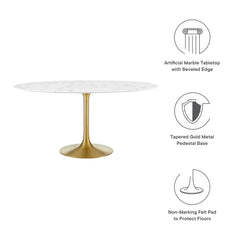 Lippa Gold/White 60" Round Faux Marble Dining Table - Ornate Home