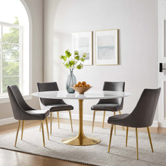 Lippa Gold/White 60" Round Wood Dining Table - Ornate Home