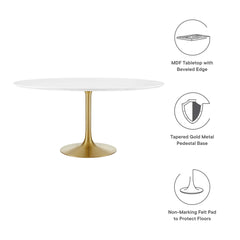 Lippa Gold/White 60" Round Wood Dining Table - Ornate Home