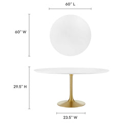 Lippa Gold/White 60" Round Wood Dining Table - Ornate Home