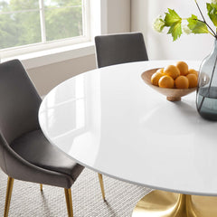 Lippa Gold/White 60" Round Wood Dining Table - Ornate Home