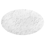 Lippa Gold/White 78" Oval Faux Marble Dining Table - Ornate Home