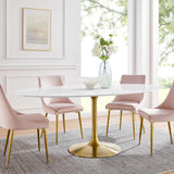 Lippa Gold/White 78" Oval Wood Dining Table - Ornate Home