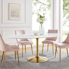 Lippa Gold/White 78" Oval Wood Dining Table - Ornate Home