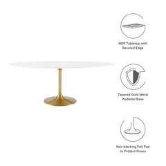Lippa Gold/White 78" Oval Wood Dining Table - Ornate Home