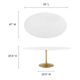 Lippa Gold/White 78" Oval Wood Dining Table - Ornate Home