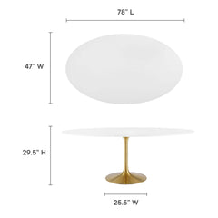Lippa Gold/White 78" Oval Wood Dining Table - Ornate Home
