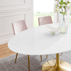Lippa Gold/White 78" Oval Wood Dining Table - Ornate Home
