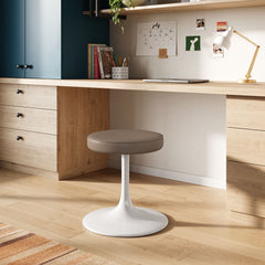 Lippa Mushroom Brown Vegan Leather Round Stool - Ornate Home
