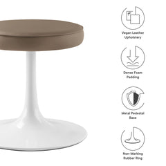 Lippa Mushroom Brown Vegan Leather Round Stool - Ornate Home