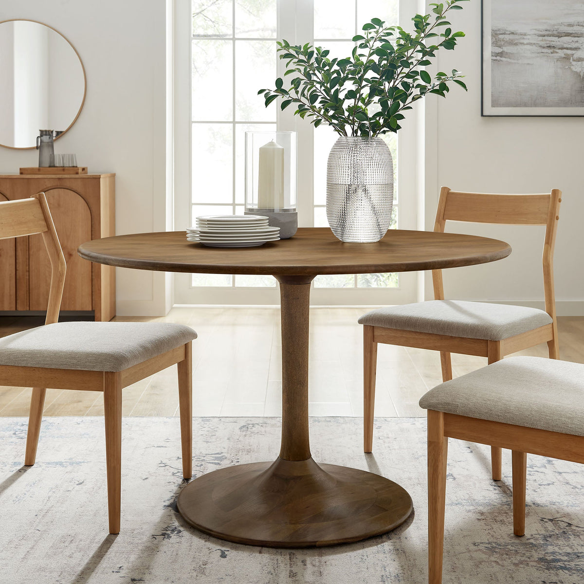 Lippa Natural 48" Round Solid Wood Dining Table - Ornate Home