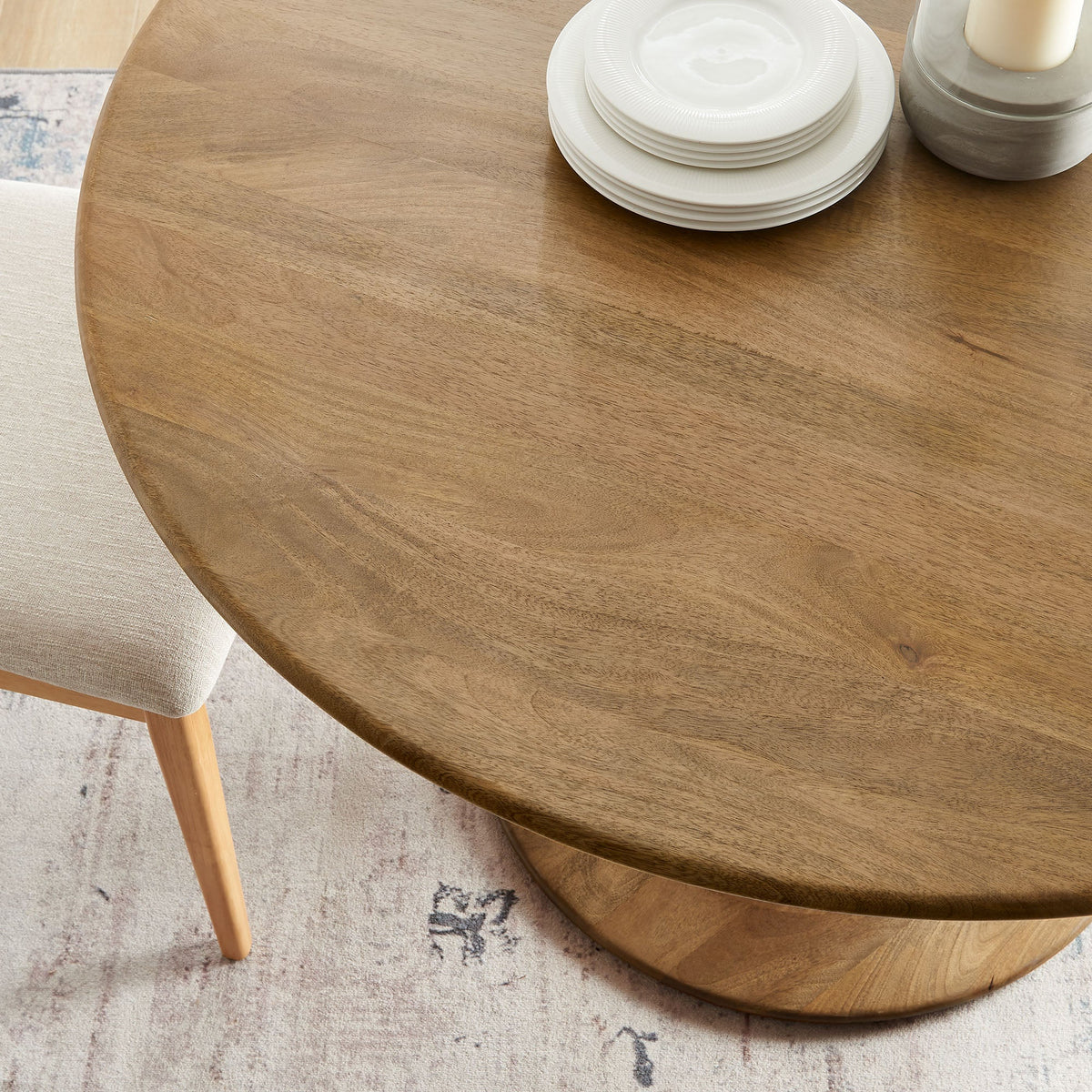 Lippa Natural 48" Round Solid Wood Dining Table - Ornate Home