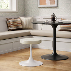 Lippa Stone Vegan Leather Round Stool - Ornate Home