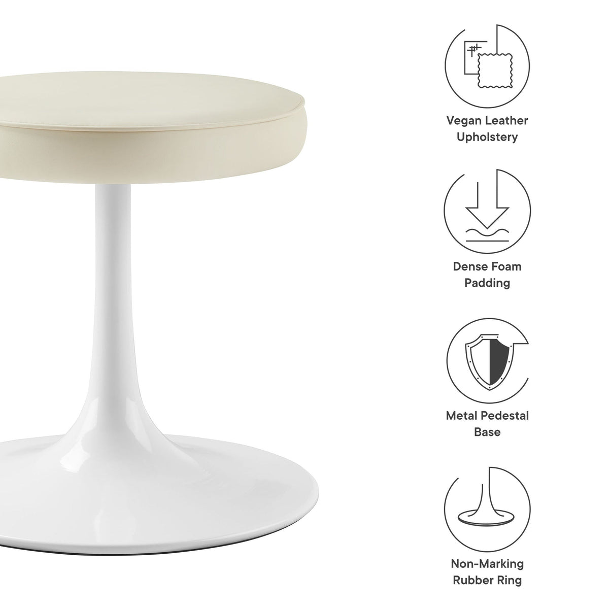 Lippa Stone Vegan Leather Round Stool - Ornate Home