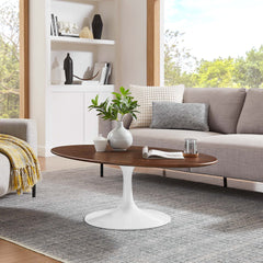 Lippa Walnut 48" Oval Wood Coffee Table - Ornate Home