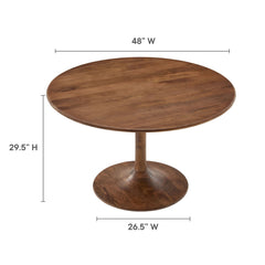 Lippa Walnut 48" Round Solid Wood Dining Table - Ornate Home