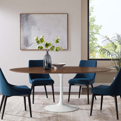 Lippa Walnut 78" Oval Wood Dining Table - Ornate Home