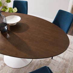 Lippa Walnut 78" Oval Wood Dining Table - Ornate Home