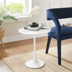 Lippa White 20" Round Faux Marble Side Table - Ornate Home