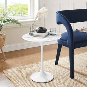 Lippa White 20" Round Faux Marble Side Table - Ornate Home