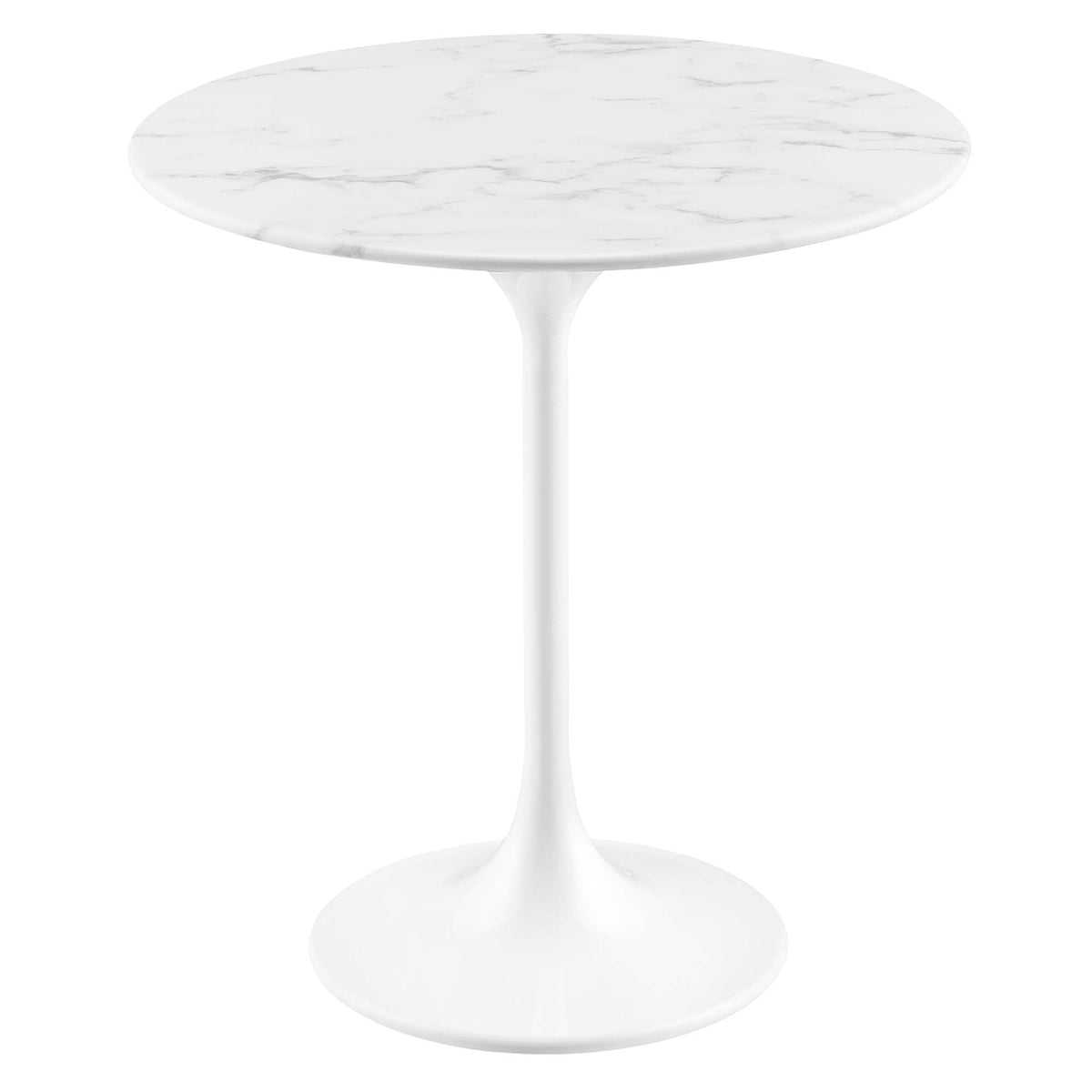 Lippa White 20" Round Faux Marble Side Table - Ornate Home