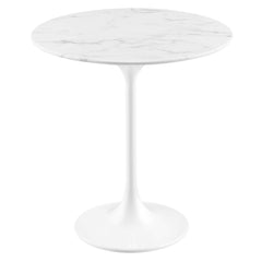 Lippa White 20" Round Faux Marble Side Table - Ornate Home