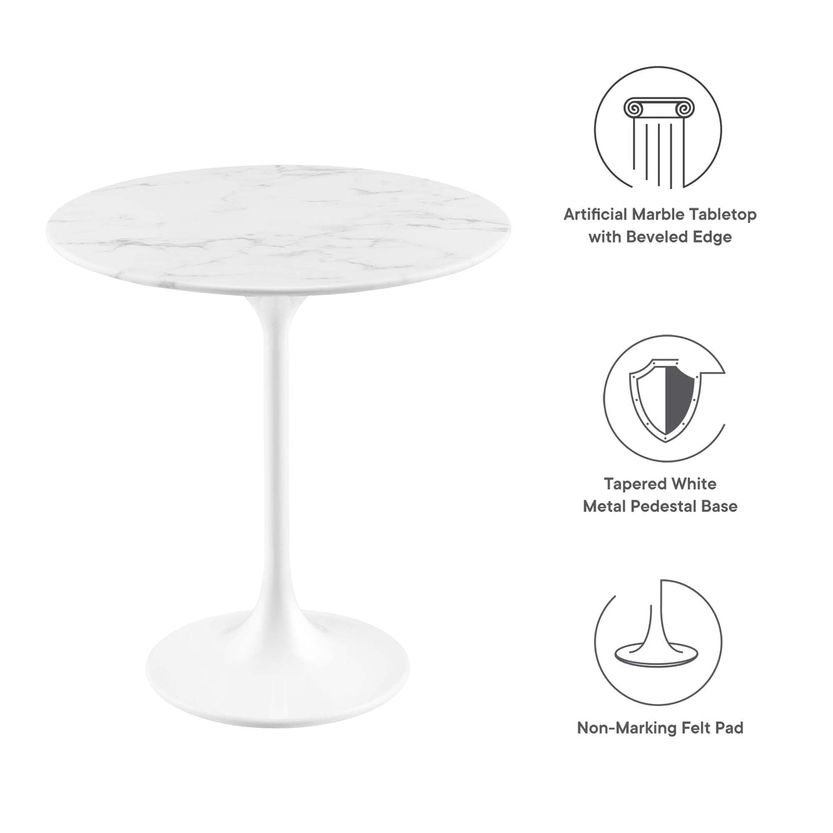 Lippa White 20" Round Faux Marble Side Table - Ornate Home