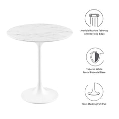 Lippa White 20" Round Faux Marble Side Table - Ornate Home