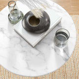 Lippa White 20" Round Faux Marble Side Table - Ornate Home