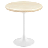 Lippa White 20" Round Faux Travertine Side Table - Ornate Home