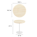 Lippa White 20" Round Faux Travertine Side Table - Ornate Home
