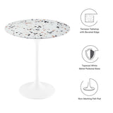 Lippa White 20" Round Terrazzo Side Table - Ornate Home