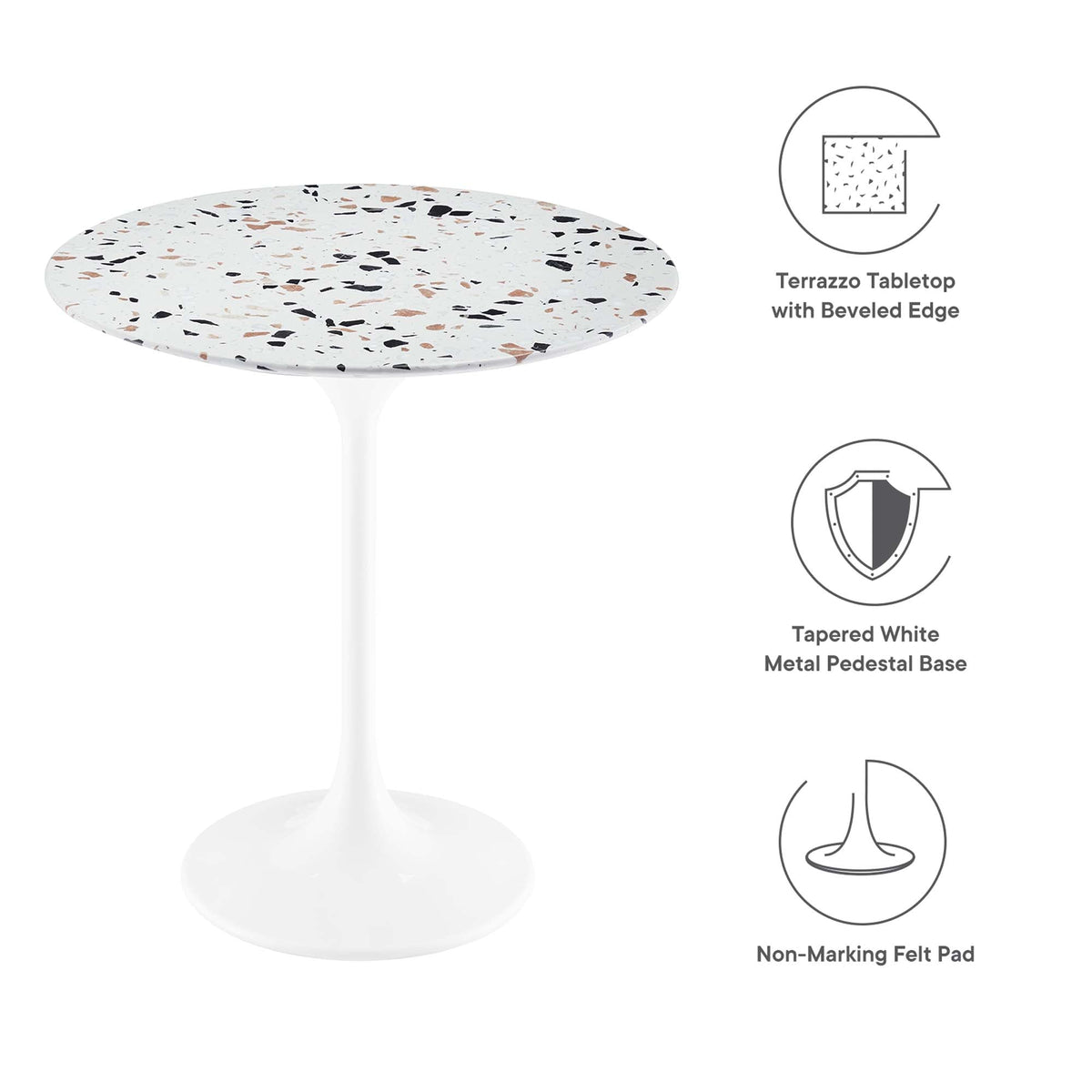 Lippa White 20" Round Terrazzo Side Table - Ornate Home