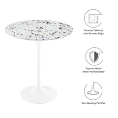 Lippa White 20" Round Terrazzo Side Table - Ornate Home