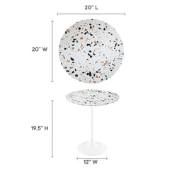 Lippa White 20" Round Terrazzo Side Table - Ornate Home