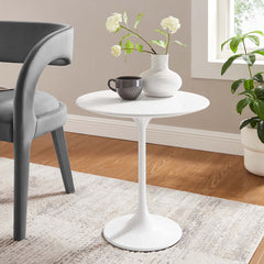 Lippa White 20" Round Wood Side Table - Ornate Home