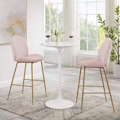 Lippa White 28" Round Faux Marble Bar Table - Ornate Home
