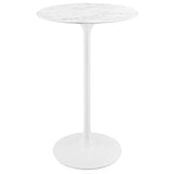 Lippa White 28" Round Faux Marble Bar Table - Ornate Home